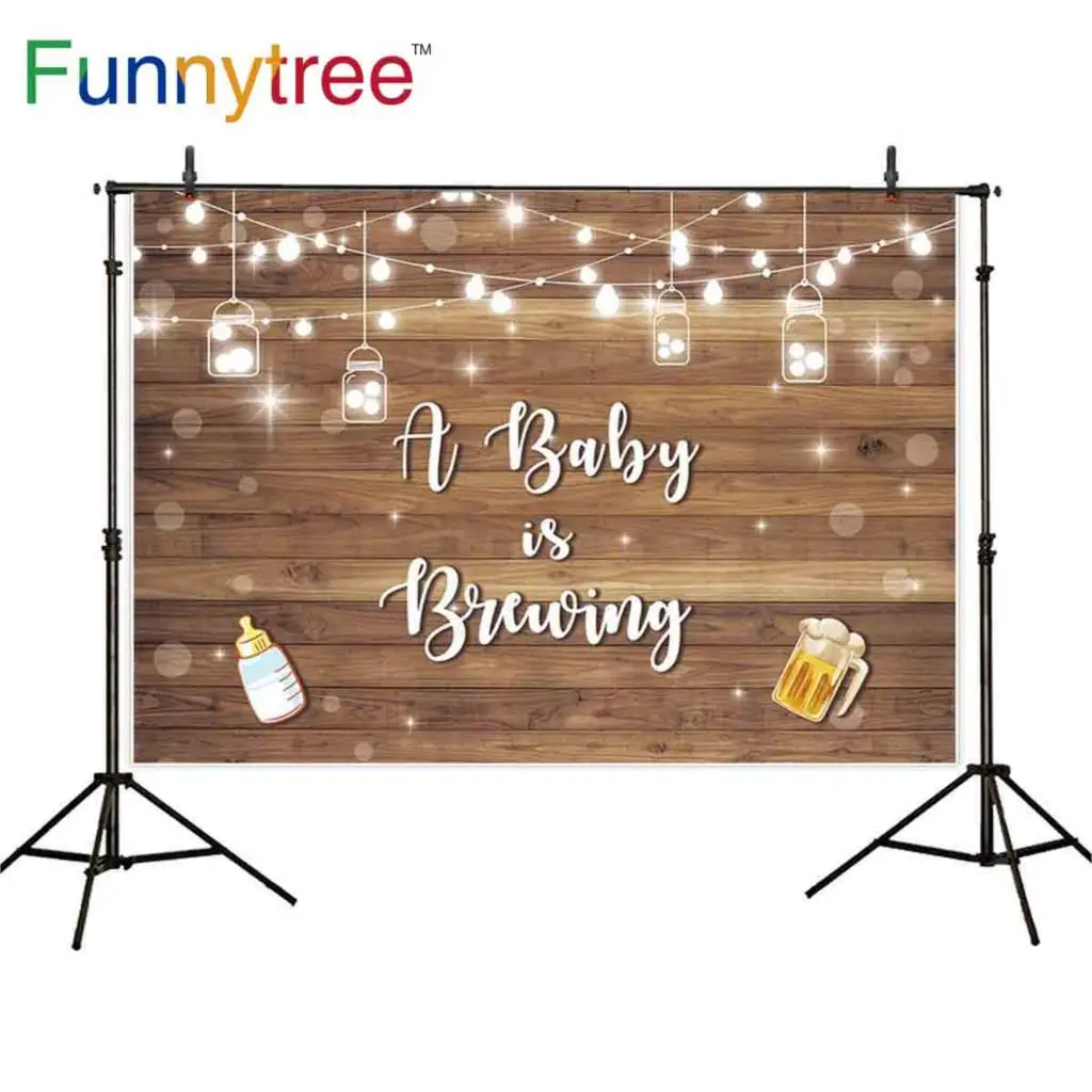 Funnytree background photography studio wood wall Birth new Baby shower light Shinny wine decoration photocall vinyl photozone