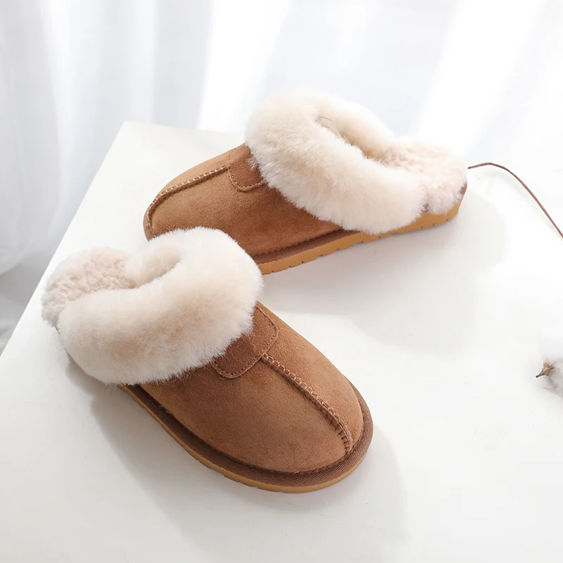 Kzzo Natuurlijke Schapenvacht Bont Pantoffels Mode Dames Winter Warme Indoor Slippers Topkwaliteit Zachte Wollen Huisschoenen