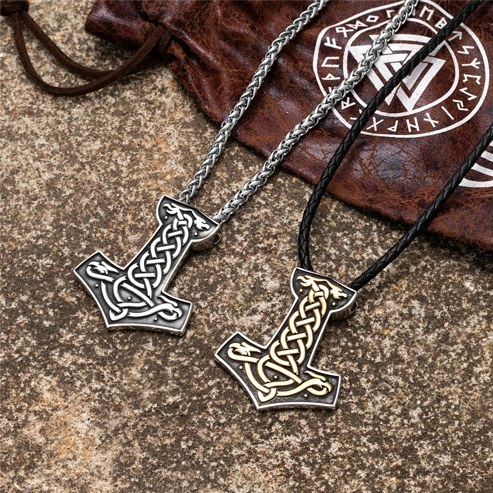 Herren-Halskette aus Edelstahl mit Mjölnir-Thor-Hammer, Wikinger, nordische Runen, slawisches Amulett, Anhänger, verblasst nicht, goldfarbener Schmuck, Geschenk – Detail 11