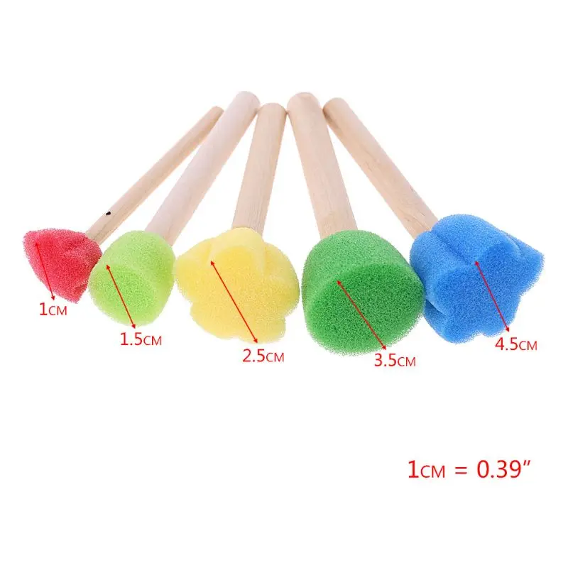 5 шт., детская губчатая кисть с деревянной ручкой