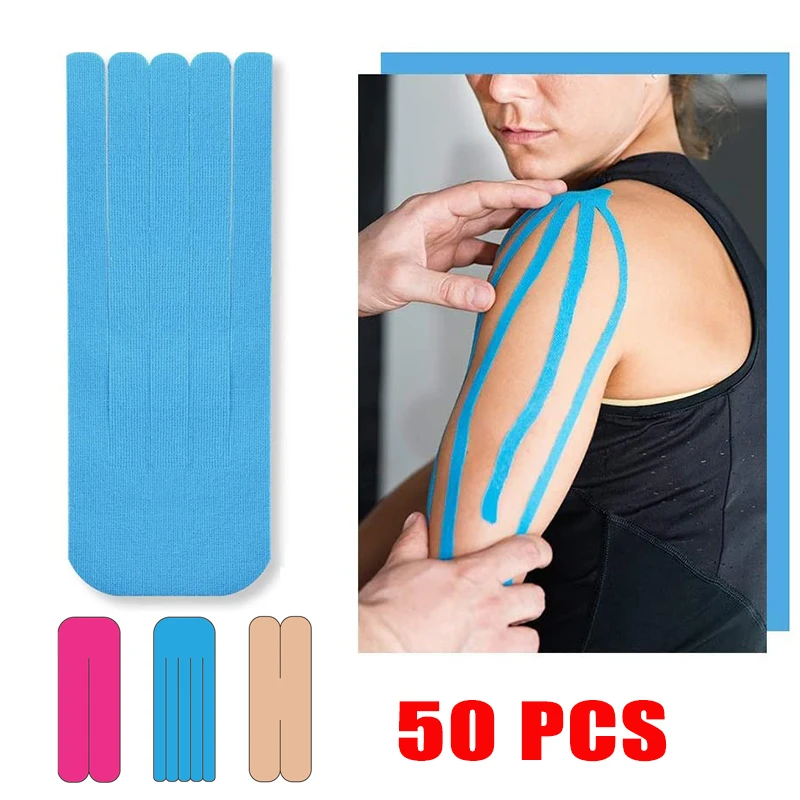 50 sztuk pre-cut taśma kinezjologiczna Precut taśmy sportowe QuickStrips dla mięśni i stawów 7.5x20 CM X/Y/M wzór paski