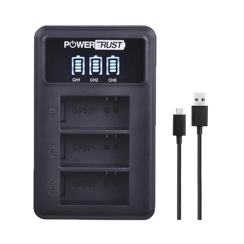 3.7V 1600mAh AHDBT-301 AHDBT301 AHDBT 301 Li-ion Battery for GoPro Hero3 + LED 3-Channel USB Charger for Gopro Hero 3/3+