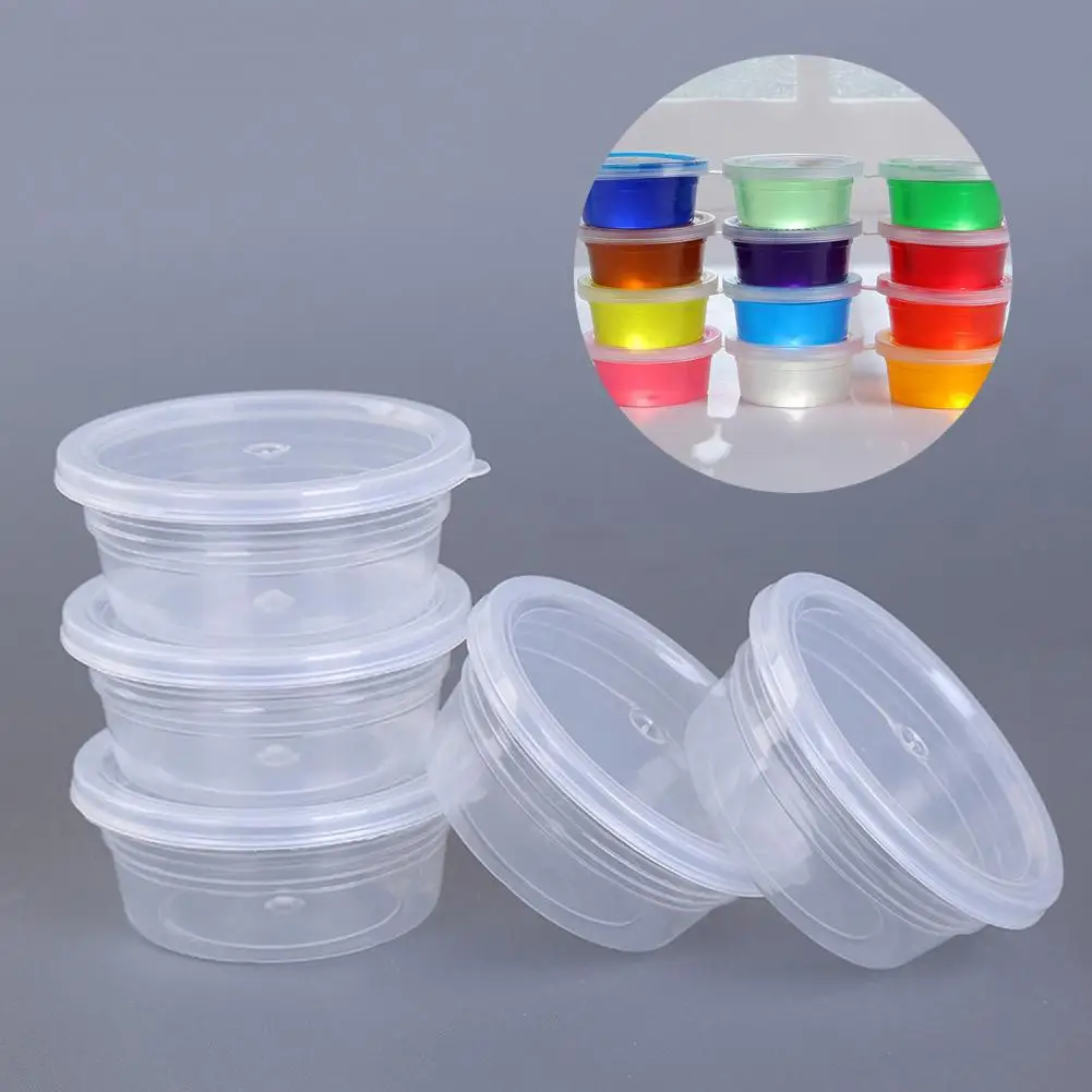 12Pcs New Plastic Color Plasticine Clear Slime Containers DIY Clay Printing Craft Storage Containers Organizer Box with Lids