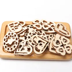 30pcs 28mmWood Wooden Hearts Embellishment Handmade Crafts Sewing Accessories Scrapbooking DIY Supplies For Home Decor Love Gift