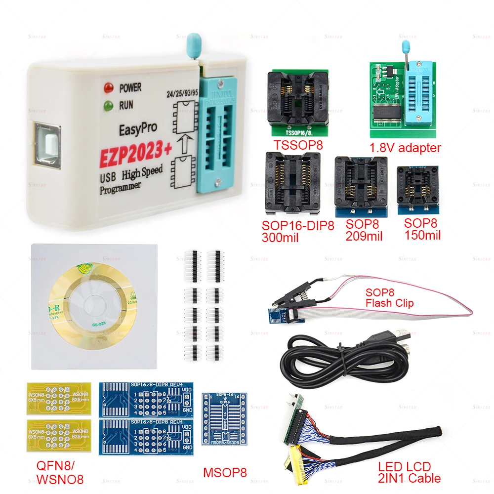 

Программатор BIOS Surpport CH554T EZP2023, 100% оригинальный, 25 вспышек/24 EEPROM/ 25 EEPROM/93 EEPROM/95 EEPROM с 12 адаптерами