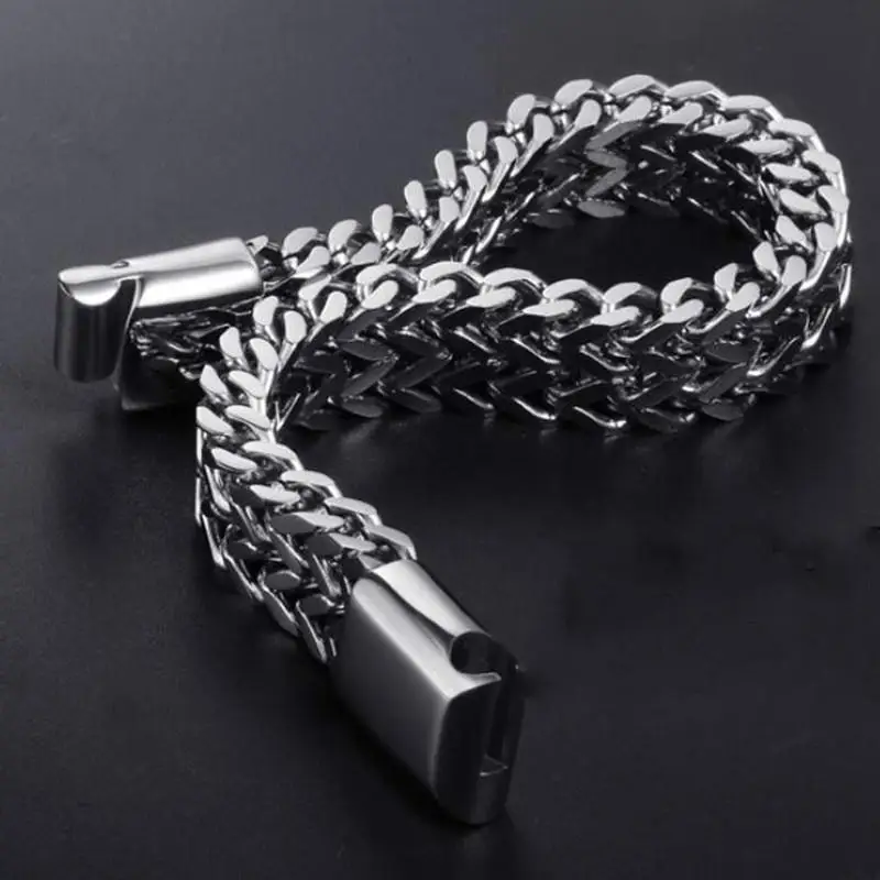 Fashion Classic Keel Titanium Steel Bracelet for Men Domineering Stainless Steel Double Row Bracelet Jewelry Gift