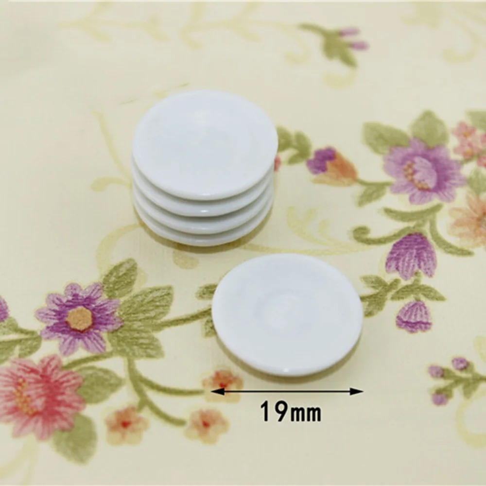 5Pcs 1/12 Dollhouse Miniature Accessories Mini Ceramic Cake Plate Simulation Dish Model for Doll House Decoration ob11