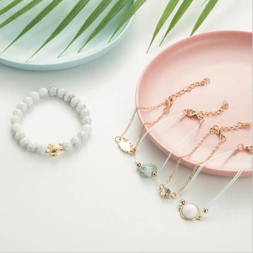 5 قطعة/المجموعة البوهيمي الخرز سحر أساور مجموعة الذهب اللون كراب السلاحف القلب أساور أساور للنساء مجوهرات S2329 #4