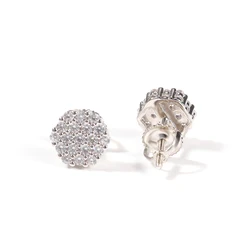 1Pair S925 Sterling Silver Hip Hop CZ Stone Paved Bling Ice Out Geometric Hexagon Stud Earrings for Women Men Unisex Jewelry