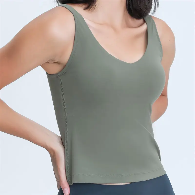 Nepoagym MARIA Frauen Longline Workout Ernte Tank Top mit Gepolsterten Bh Komfortable Snug Fit Ärmel Yoga Hemd