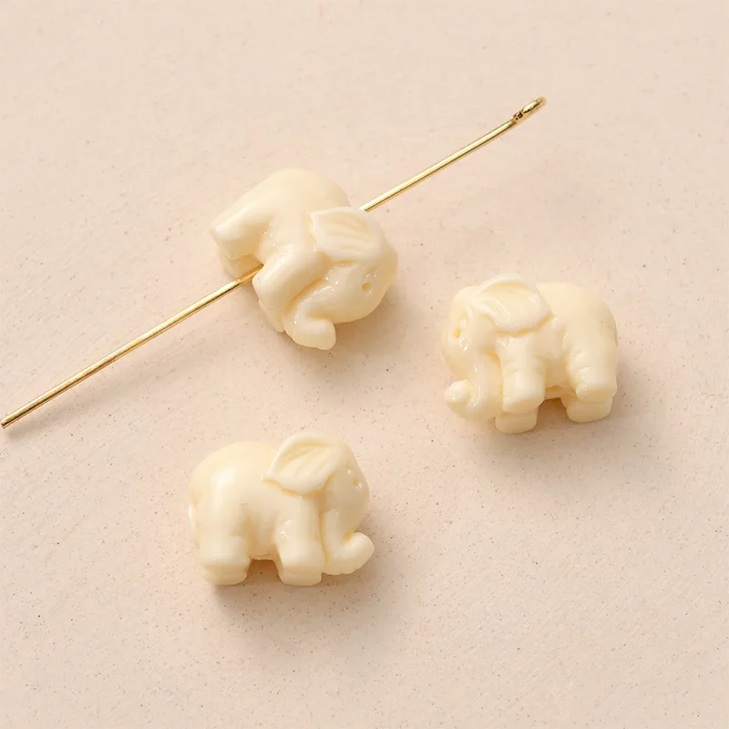 15pcs 14mm Elephant Shape Artificial Coral Beads For Jewelry Making Loose Spacer White/Pink Animal Bead DIY Bracelet Necklace