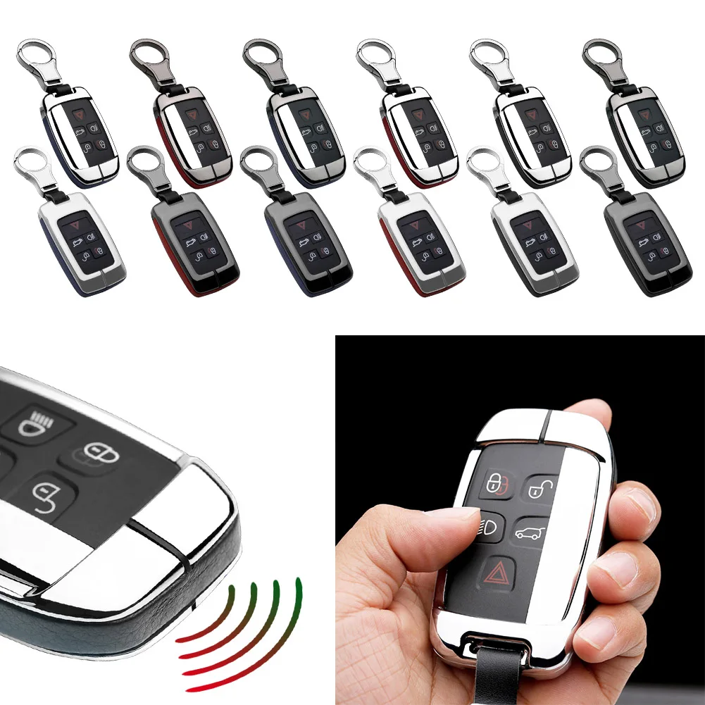 Leather Car Key Fob Case Cover Shell For Land Rover Range Rover Evoque Velar Discovery 5 For Jaguar E-Pace I-Pace