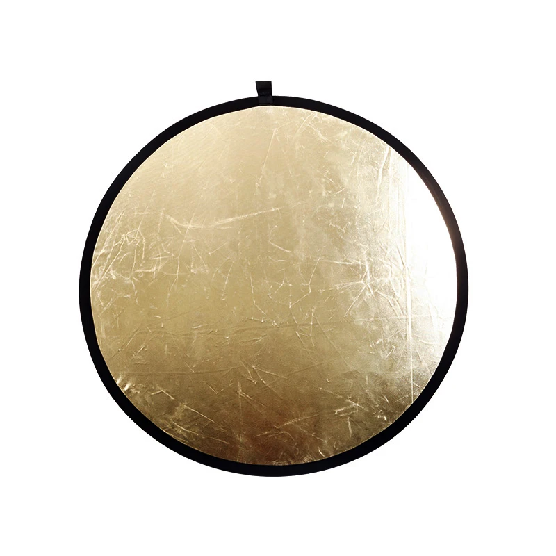 24 "60Cm 2 Dalam 1 Penyebar Lampu Fotografi Reflektor Bulat Multi Cakram Portabel Dapat Dilipat untuk Pemotretan Emas Perak