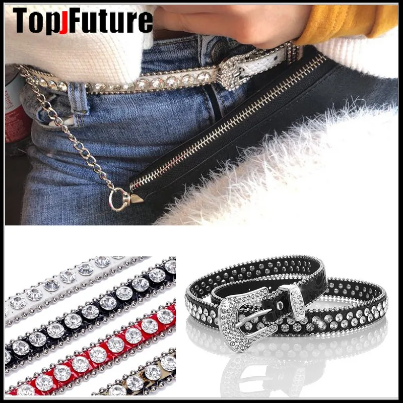 

Bling Bling Luxury Strap Diamond Belt Western Crystal Studded Cowgirl Leopard Rhinestones Belt Women Girl Cinto De Strass Gift