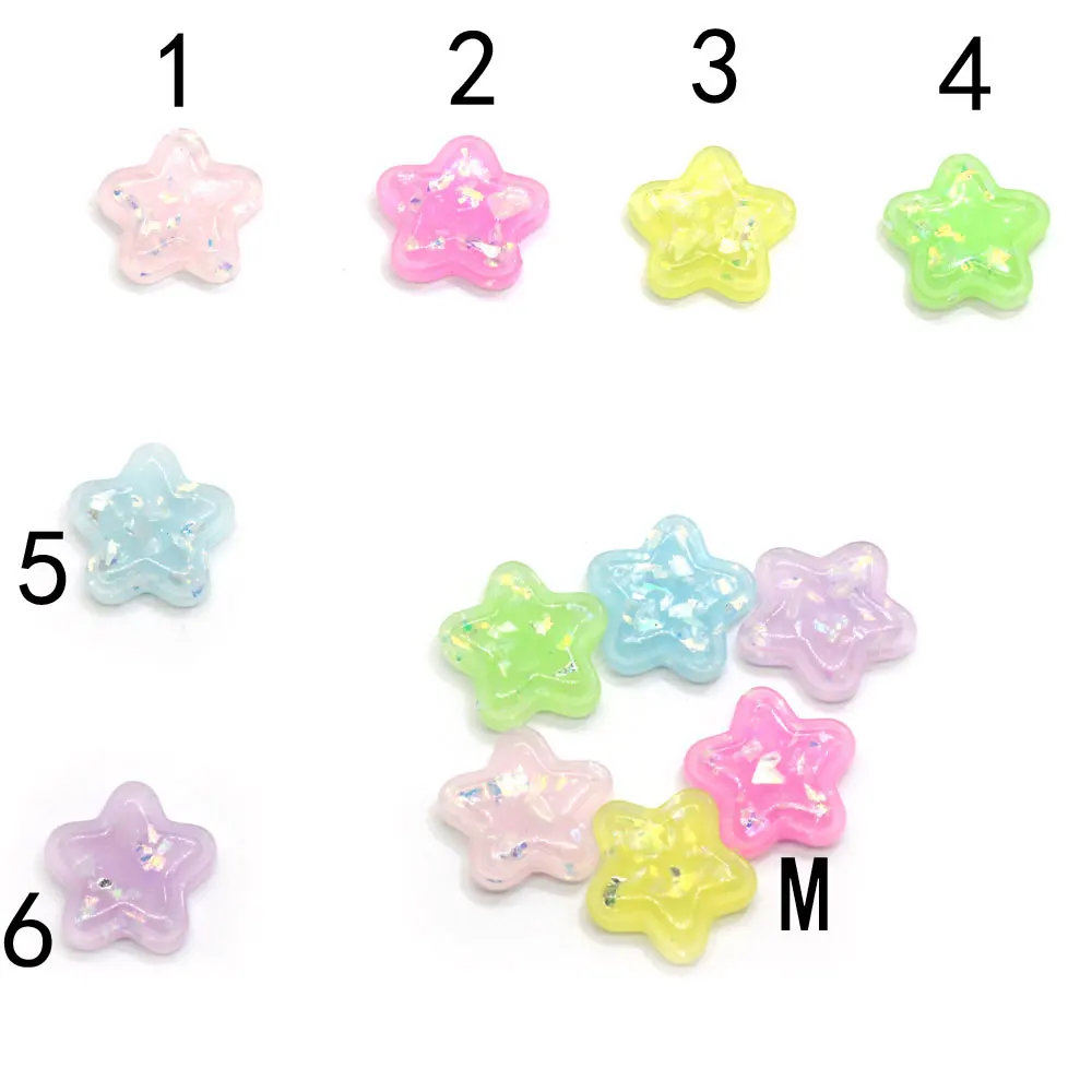 Kawaii Nhựa Gradient Lấp Lánh Năm Ngôi Sao Flatback Cabochon Nghệ Thuật Cung Cấp Trang Trí Charm Thủ Công Tự Làm Phụ Kiện