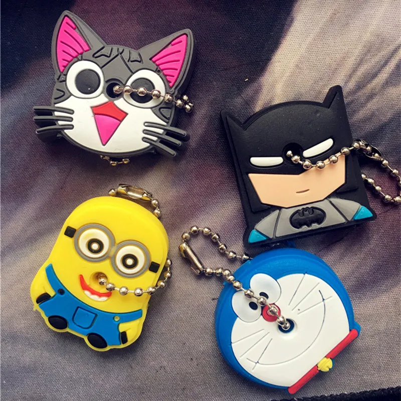 2Pcs/set Cartoon Multi Color Silicone Soft Key Locks Keys Cap Key Covers Topper Keyring Key Case For Home Keyring Accessories