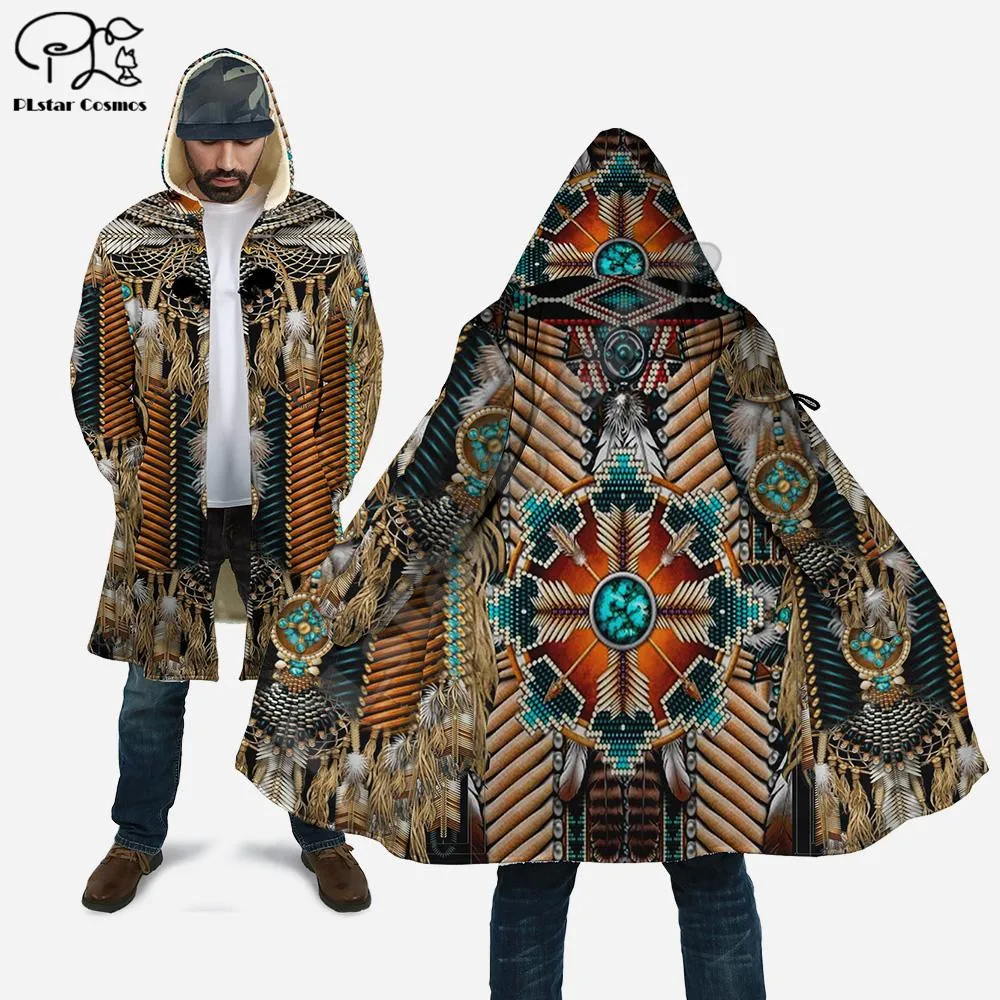 

PLstar Cosmos Aboriginal Native Style 3D Print Winter Men/Women Hooded Cloaks Fleece Wind Breaker Unisex Casual Warm Overcoat N3