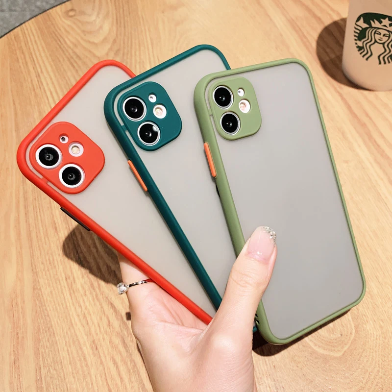 Shockproof Armor Matte Phone Case For iPhone 12 Mini Silicon Protection Simple Candy Color Cover Case For iPhone 12Mini 5.4 inch