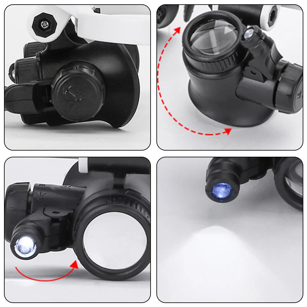 Jeweler Watchmaker With Led Light Magnifying Glass 8x 15x 23x Headband Magnifier Glasses Reading Led Magnifying Glass Glasses