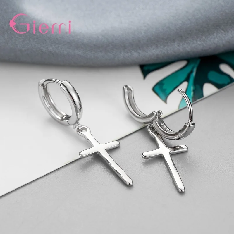 Fashion Trendy 925 Sterling Silver Earrings Cross Drop Earrings For Women Men Gift Earings Pendant Fine Jewelry Wholesale