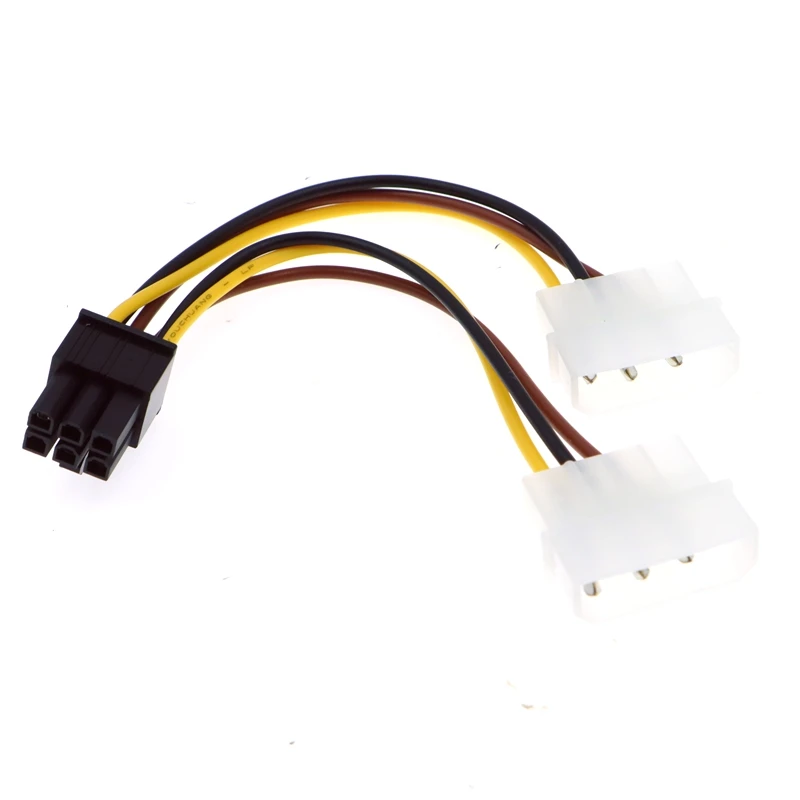 15cm 6 inch 2 x Molex 4 pin to 6-Pin PCI Express Video Card Pci-e ATX PSU Power Converter Cable - Molex to Pcie 6 pin Adapter