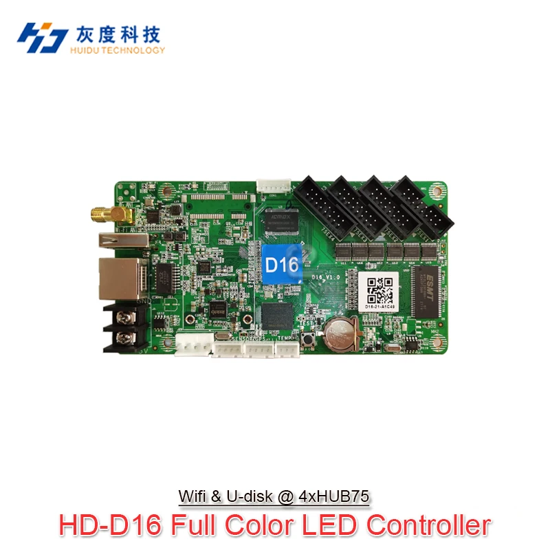 Huidu Wi-Fi Asynchronous Full Color Banner Screen Control Card HD-D16 For P2 P2.5 P3 P4 P5 P6 P8 P10 Taxi Car Led Screen