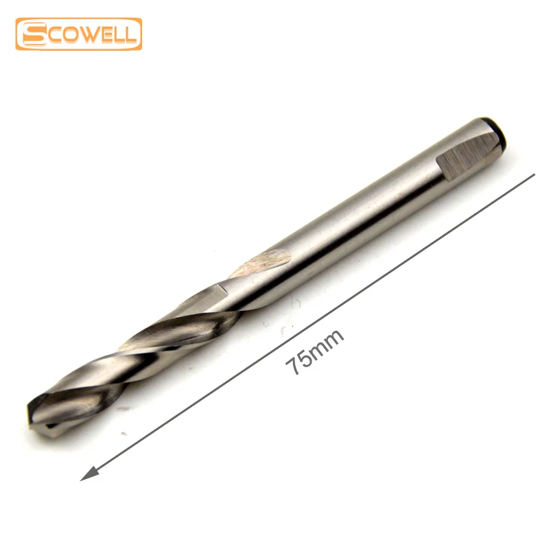 10pcs SCOWELL Milled Shank PILOT เจาะบิตสําหรับรู SAW Arbor 6.35*103 มม.หรือ 6.35*72 มม.6.35x82 มม.HSS Center Twist เจาะ Bits