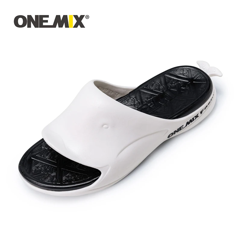 ONEMIX Summer Slippers Flip Flops for Women Beach Shoe Men Slippers Black White Non-slip Bathroom Slides Indoor Lover Slippers