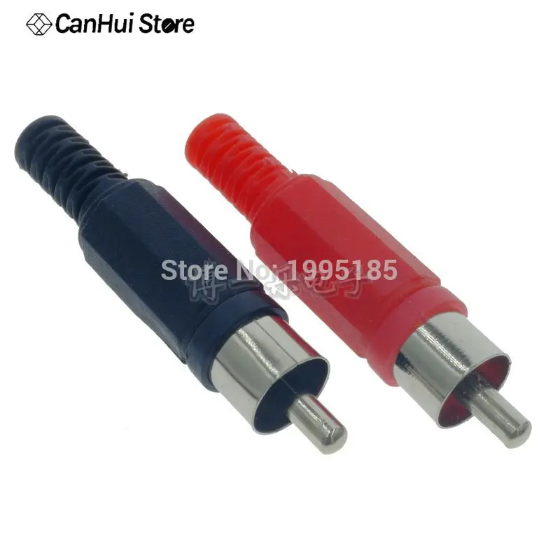 10 pcs/lot 5 Black and 5 Red RCA Plastic AV Plug Connectors Plastic Housing Stereo Audio Plug Channel Dual Connector DIY