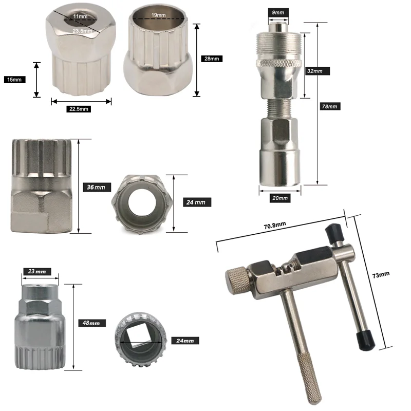 Kits de herramientas de reparación de bicicletas, regla de medición de cadena de bicicleta, Extractor de manivela, cortador de cadena, removedor de