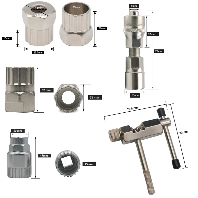 Bicicleta Repair Tool Kits Régua de medição de corrente de bicicleta Extrator de corrente Extrator Cortador de corrente do volante Removedor de
