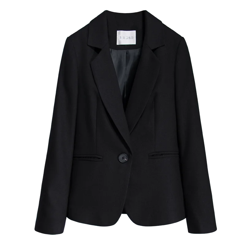 Office Lady Suit Jacket Black Blazer Womens Coat Autumn Winter Formal Work Suit Pocket Classic Slim Casual Long Blazer Dress