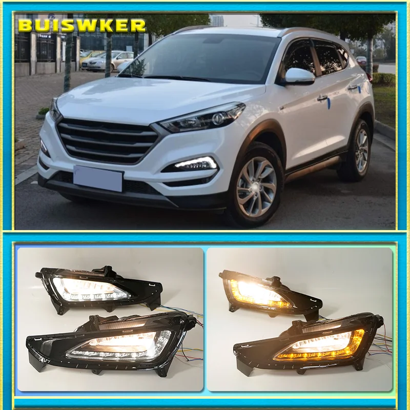 LED Daytime Running Lights For Hyundai Tucson 2015 2016 2017 2018 Daylight 12V DRL foglights headlight body kits Car Styling