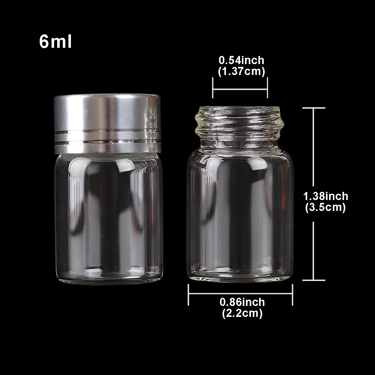 10pcs 6ml 22*35mm Cute Clear Glass Bottles with Silver Caps Perfume Bottle Empty Tiny Glass Jars for Wedding favors