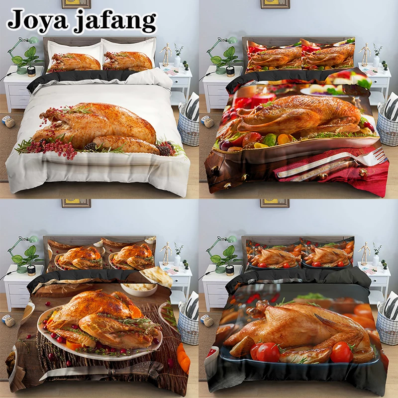 

High Quality Bedding Sets Queen King Size 3D Turkey Printed Home Textiles Duvet Cover Set Pillowcase