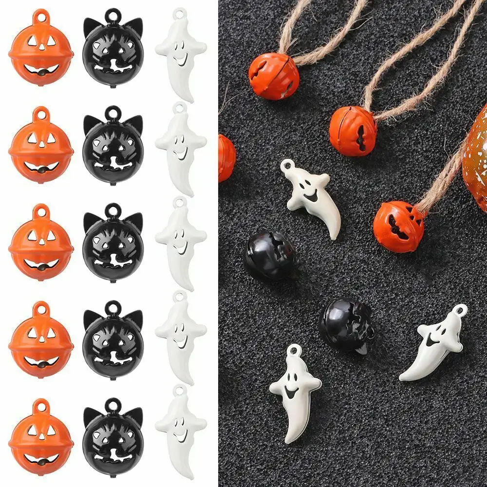 5pcs/lot Cat Ghost DIY Halloween Bell Pumpkin Head Bells Tree Decorations Hanging Decor Halloween Party Home Suppliers