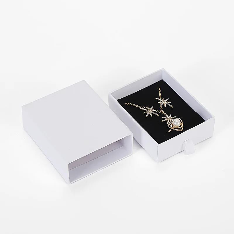 12Pcs Pull-Out Jewelry Box White Pink Black Necklace Earring Bracelet Brooches Packaging Craft Paper Drawer Box for Gift Display