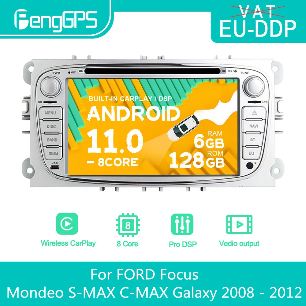 For FORD Focus Mondeo S-MAX C-MAX Galaxy 2008 - 2012 Android Car Radio Stereo DVD Multimedia Player 2 Din Autoradio GPS Navi PX6