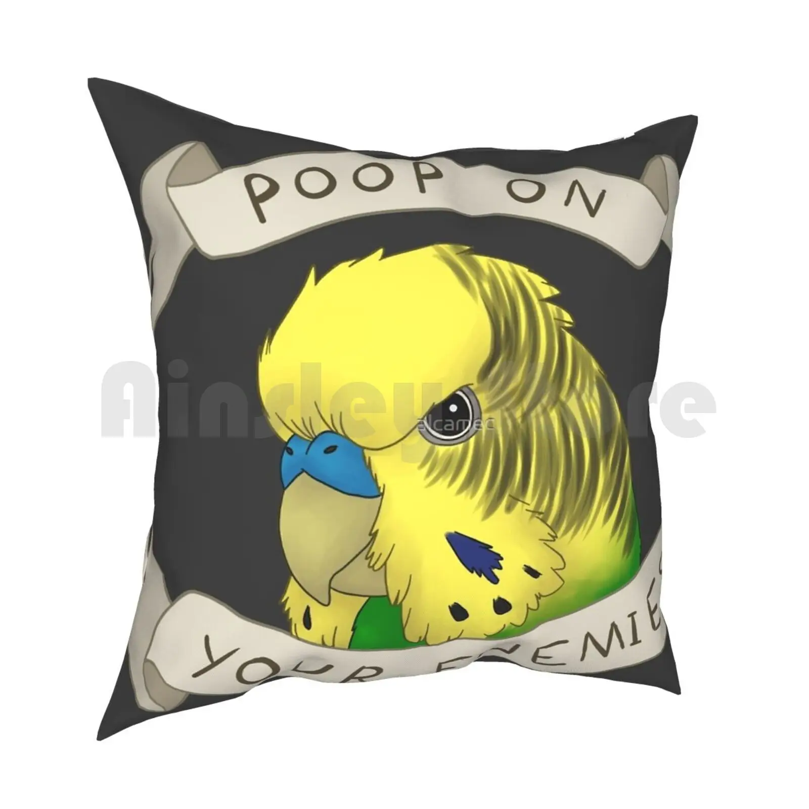 Poop On Your Enemies Pillow Case Printed Home Soft Throw Pillow Budgie Parakeet Bird Parrot Budgie Small Parrot Birb