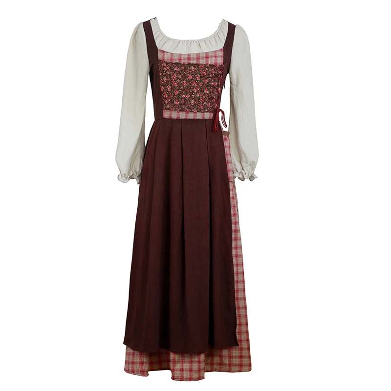 خمر Cottagecore القطن فستان كتان المرأة ريترو البراري شيك موري فتاة نمط المرقعة منقوشة فساتين الحديقة Vestidos Faldas