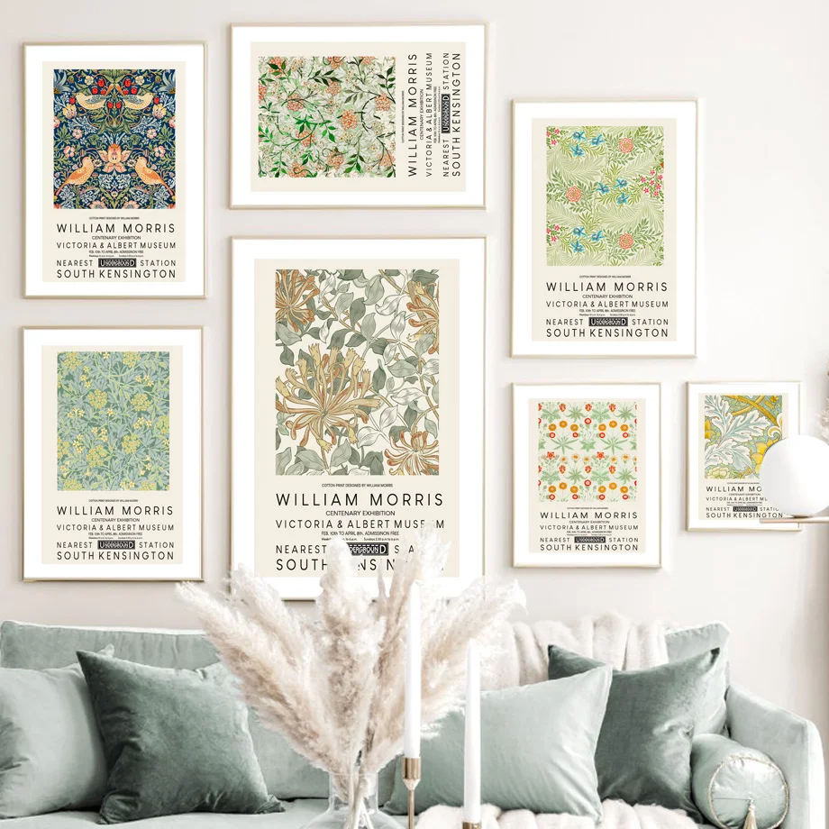 

Flower Leaf Wall Art Prints Abstract Canvas Painting Vintage Poster Gallery Wall Pictures For Living Room Decor