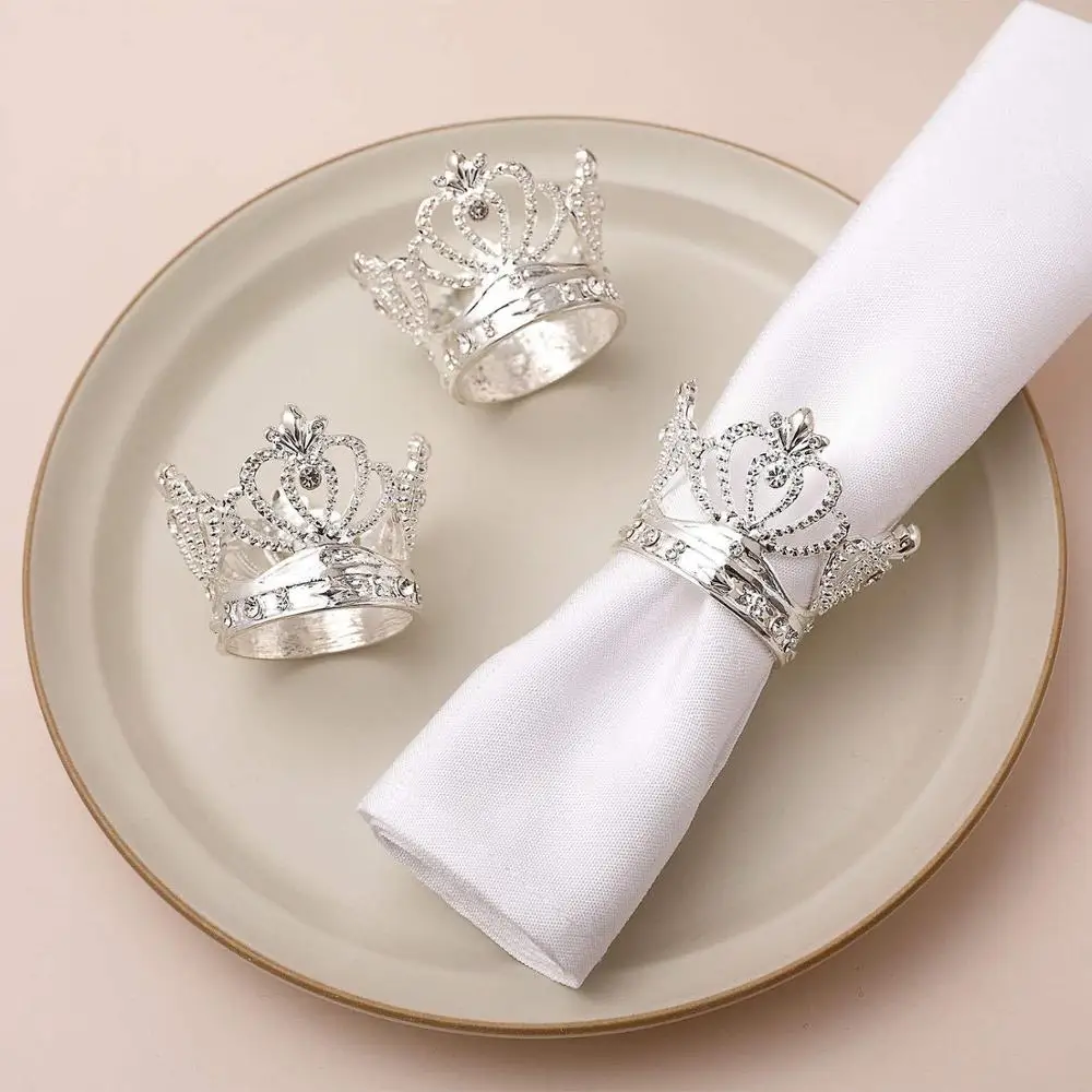 

12pcs/lot Crown Napkin Ring, Metal Tissue Buckle, Suitable for Wedding Banquet, Holiday Party Decoration, Hot Sale