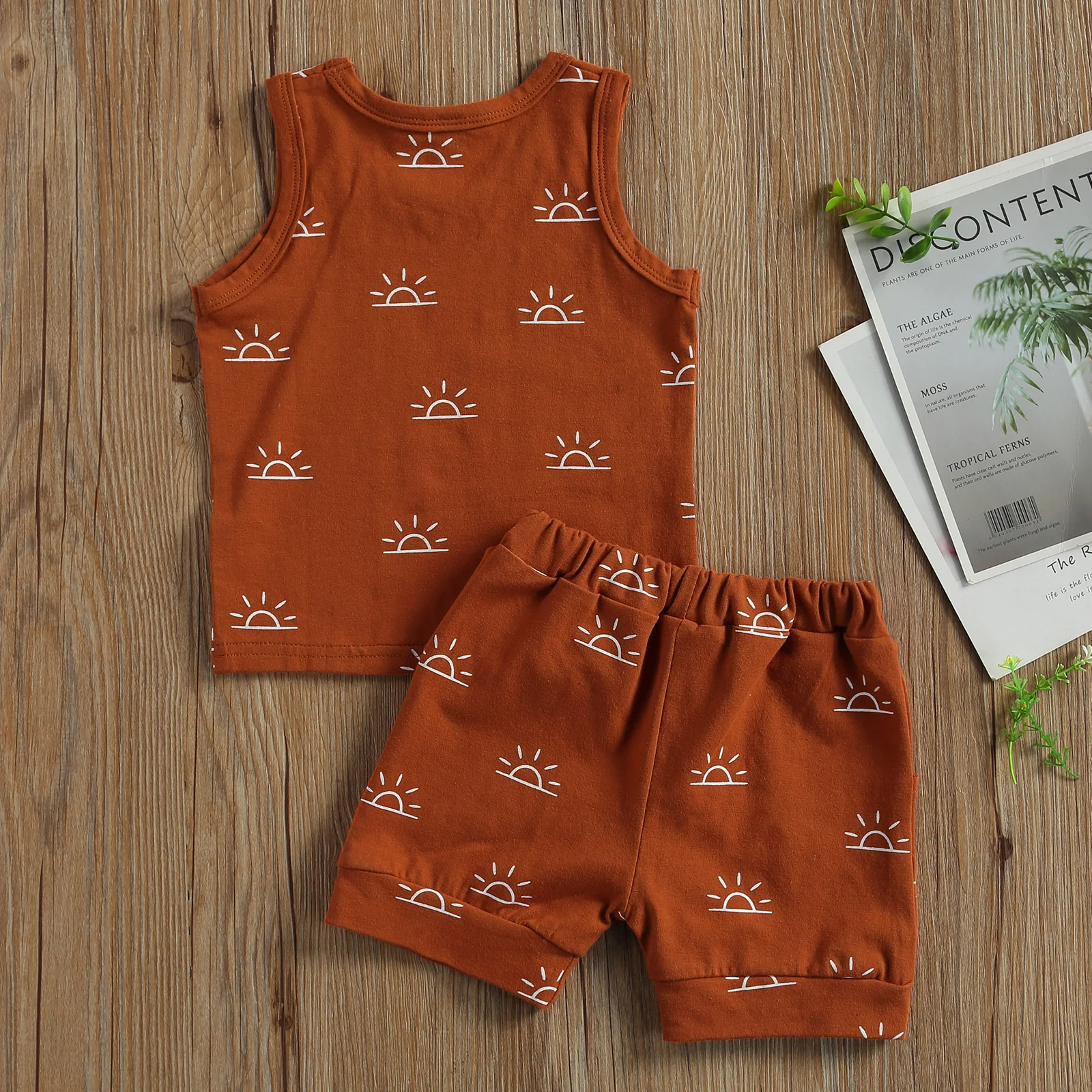 2021 0-3Y Toddler Baby Clothing Summer Soft Cotton 2pcs For Infant Boys Girls Sun Print Sleeveless Top Vest+Shorts Outfits Set