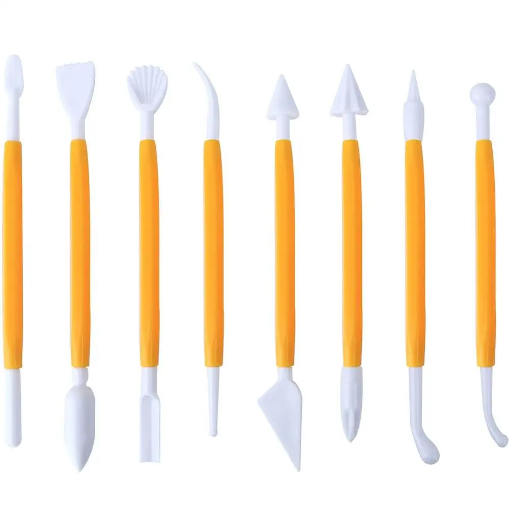 12pcs/pack Fondant Cake Decorating Tool Sugar craft Gum Paste Icing Smoother Rolling Pin Trimmer Cutter Embosser Flower Scissor