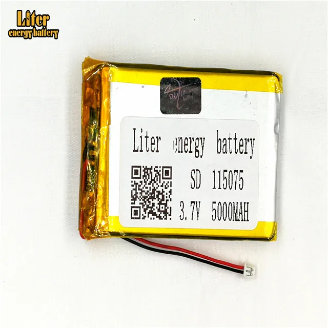 1.25MM 2pin 커넥터 115075 5000mah 3.7V 충전식 충전 리튬 폴리머 배터리 레크리에이션 기계 보조베터리