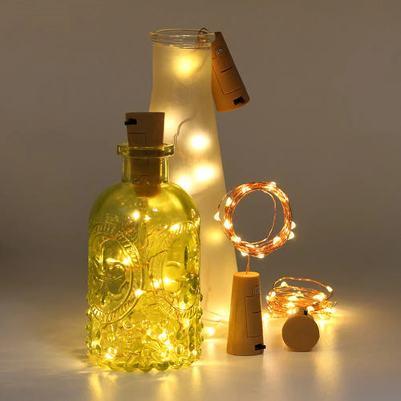 1m/2m Wine Bottle Lights With Cork LED String Lights Battery Fairy Lights Garland For Christmas Party Wedding Decoration