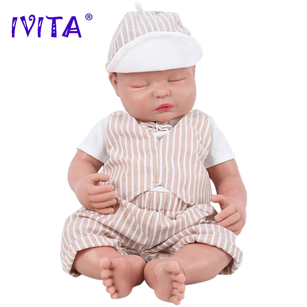 IVITA WB1510 47cm (18.5Inch) 3700g Silicone Reborn Dolls Realistic Alive Boy Closed Eyes Soft Lifelike Handmade Babies Toys