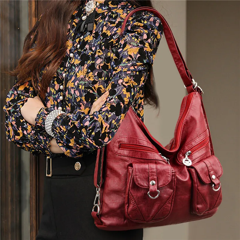 

Women Bag Vintage Leather Shoulder Bags For Women Large Capacity Female Handbag Crossbody Bags Lady Tote Purse Fashion Designer