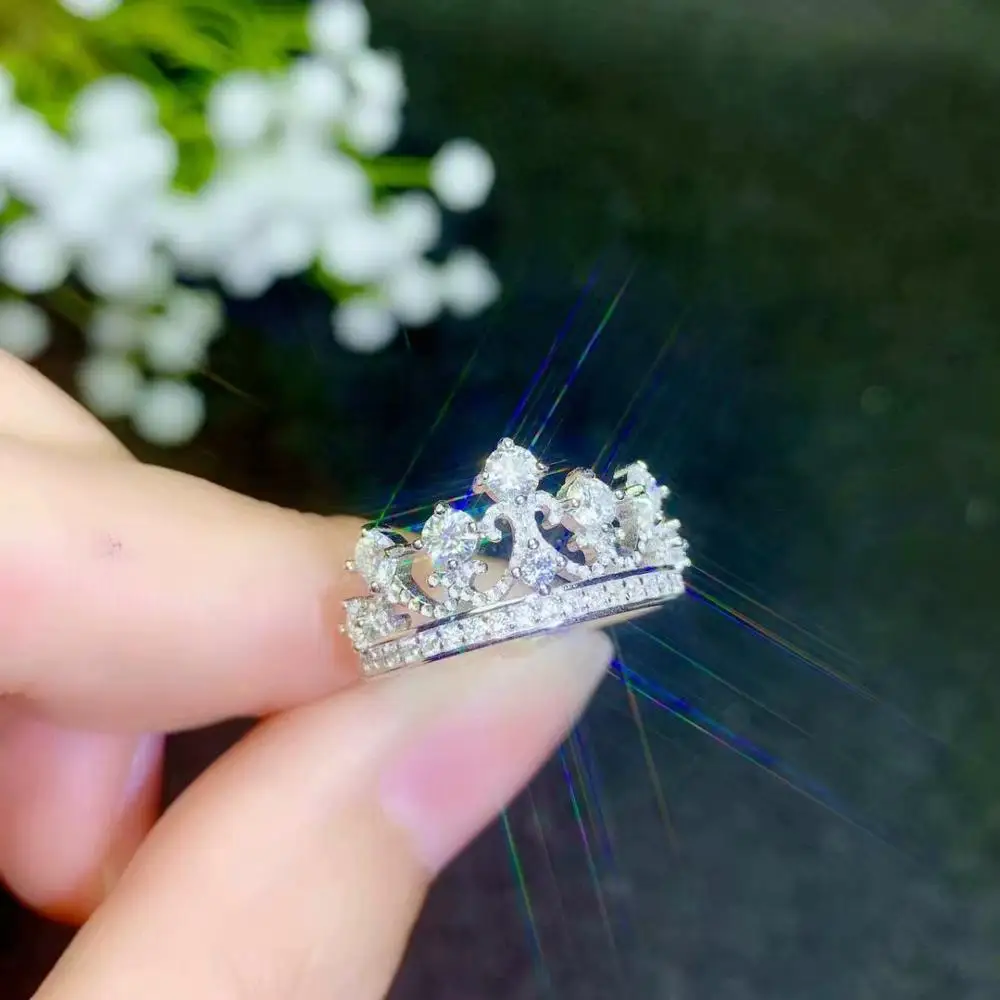 moissanite  Crown Ring, Queen, 925 Silver Diamond, Birthday Wedding Gift