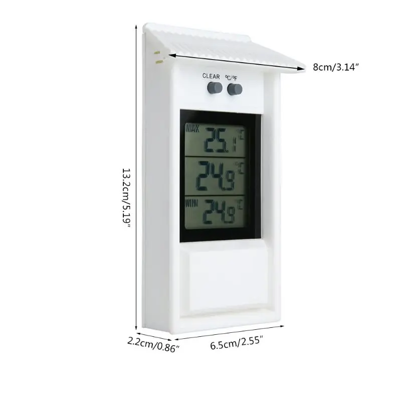 Termómetro Digital LCD impermeable para interior/exterior, medidor de temperatura de pared para invernadero de jardín, pantalla de valor máximo mínimo-20 ~ 50C